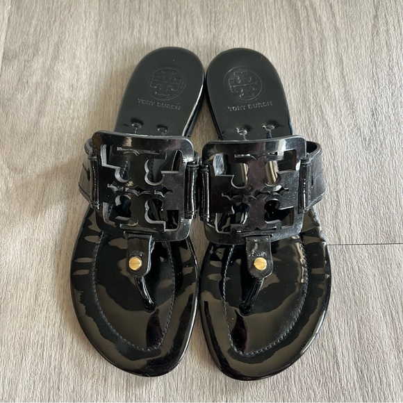 Tory Burch Shoes - Tory Burch Square Miller Patent Leather Thong Sandals Flip Flop 7.5